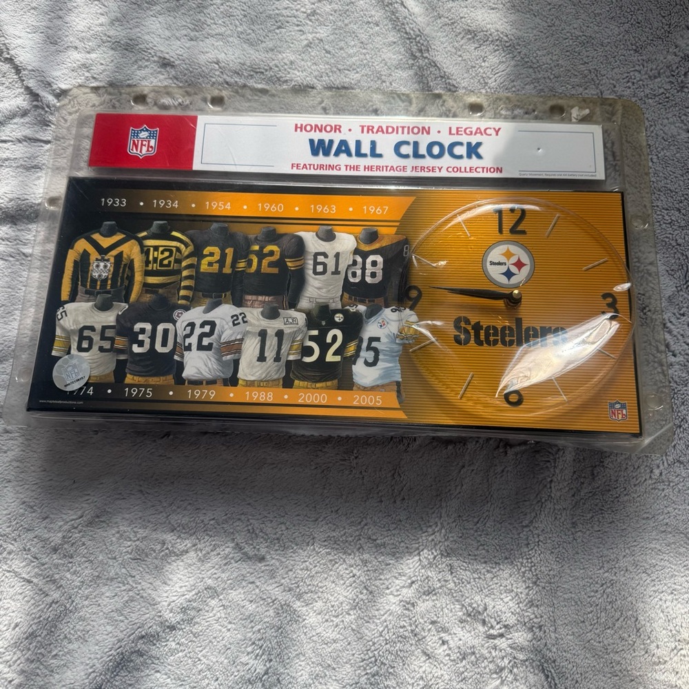NFL Pittsburgh Steelers Wall Clock Heritage Jersey Collection 7x13 NIB‎
